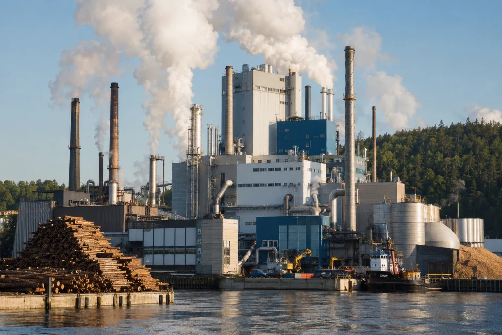 Industrieanlage mit Rauchschwaden